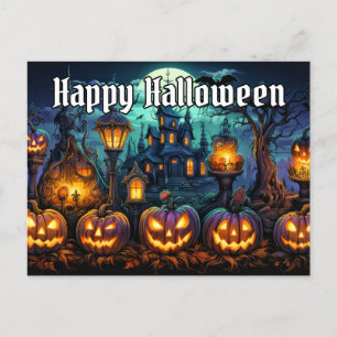 Happy Halloween   Spooky Nefarious Pumpkins Postkarte