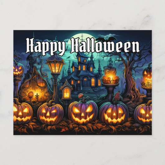 Happy Halloween | Spooky Nefarious Pumpkins Postkarte (Vorderseite)