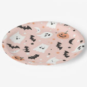 Happy Halloween Spooky Niedlich & festlich Hallowe Pappteller (Schrägansicht)