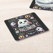 Happy Halloween Spooky Niedlich Ghost Rechteckiger Pappuntersetzer (angewinkelt)