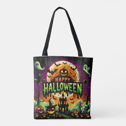 Happy Halloween Spooky & Niedlich Trick oder Treat Tasche (Rückseite)