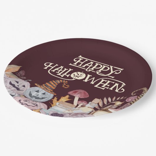 Happy Halloween Spooky Pappteller (Schrägansicht)