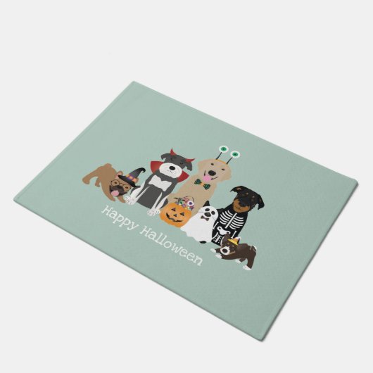 Happy Halloween Spooky Pet Kostüme Fußmatte (Schrägansicht)