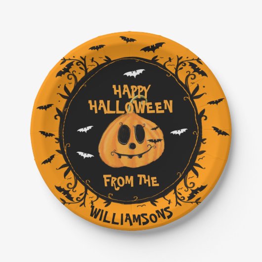 Happy Halloween Spooky Pumpkin Carving Party Pappteller (Vorderseite)