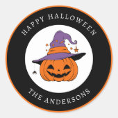 Happy Halloween Spooky Pumpkin Custom Text Runder Aufkleber (Vorderseite)