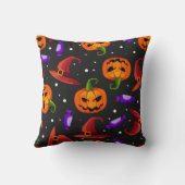 Happy Halloween Spooky Pumpkin Hexe's Hat Black Kissen (Rückseite)