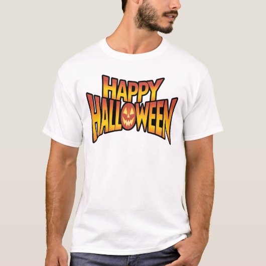 Happy Halloween Spooky Pumpkin Text Design T-Shirt (Vorderseite)
