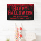 Happy Halloween Spooky Red Black Dripping Blood Banner (Insitu)