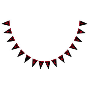 Happy Halloween Spooky Red Black Dripping Blood Wimpelkette