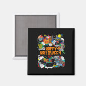 Happy Halloween Spooky Retro Magnet (Vorderseite/Rückseite)