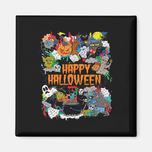 Happy Halloween Spooky Retro Magnet (Vorne)
