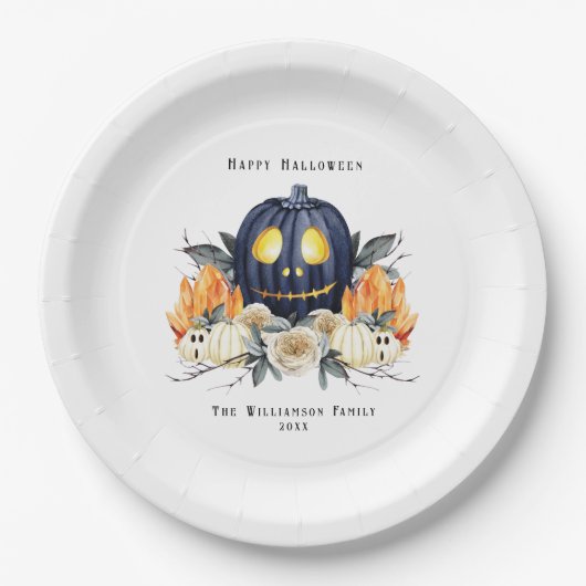 Happy Halloween Spooky Samhain Pumpkins Crystals Pappteller (Vorderseite)