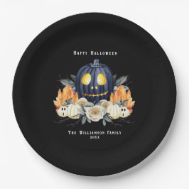 Happy Halloween Spooky Samhain Pumpkins Crystals Pappteller