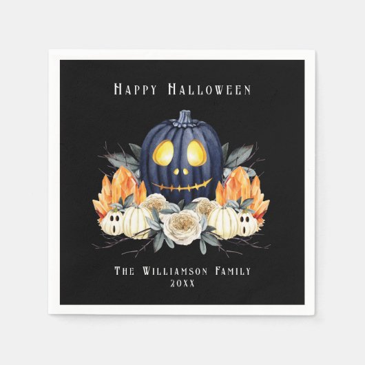 Happy Halloween Spooky Samhain Pumpkins Crystals Serviette (Vorderseite)