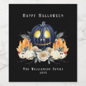 Happy Halloween Spooky Samhain Pumpkins Crystals Weinetikett (Einzelnes Label)