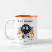 Happy Halloween Spooky Samhain Pumpkins Crystals Zweifarbige Tasse (Links)