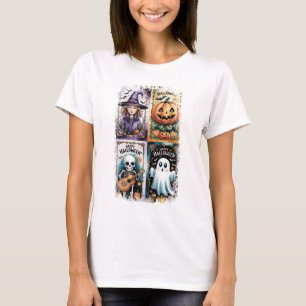 Happy Halloween Spooky Season Hexe Skeleton Ghost T-Shirt