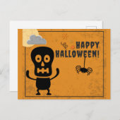 Happy Halloween Spooky Skeleton Spider Postkarte (Vorne/Hinten)