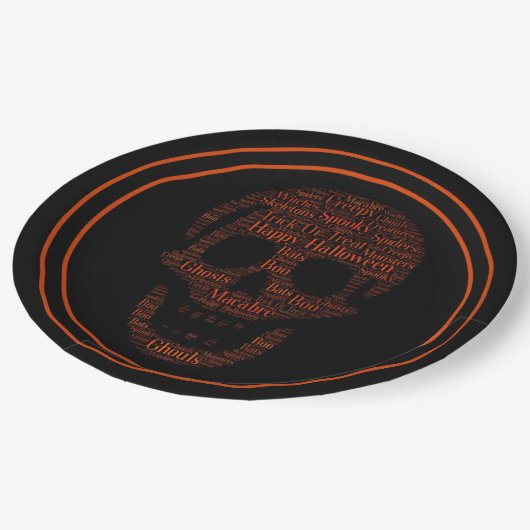 Happy Halloween Spooky Skull Pappteller (Schrägansicht)