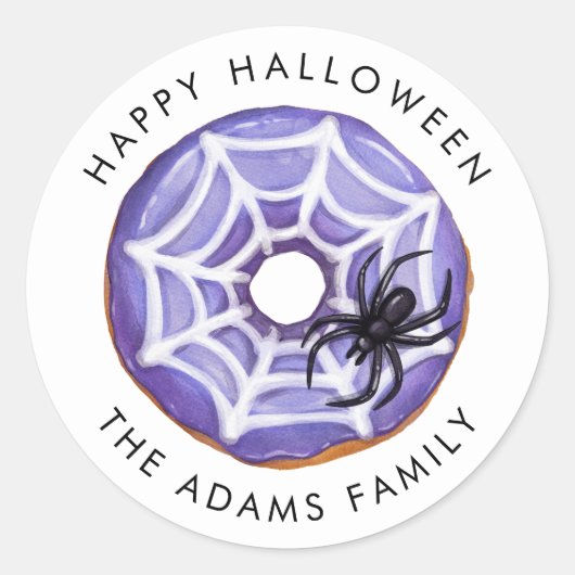 Happy Halloween Spooky Spider Donut Runder Aufkleber (Vorderseite)