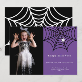Happy Halloween Spooky Spider Web Foto Template Feiertagskarte