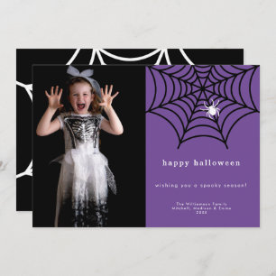 Happy Halloween Spooky Spider Web Foto Template Feiertagskarte
