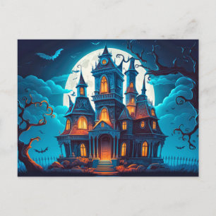 Happy Halloween   Spooky Spuk House Postkarte