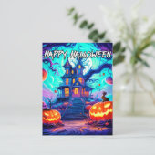 Happy Halloween | Spooky Spuk House Postkarte (Stehend Vorderseite)