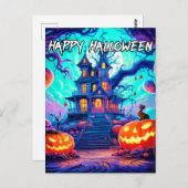 Happy Halloween | Spooky Spuk House Postkarte (Vorne/Hinten)