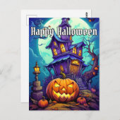 Happy Halloween Spooky Spuk House Postkarte (Vorne/Hinten)