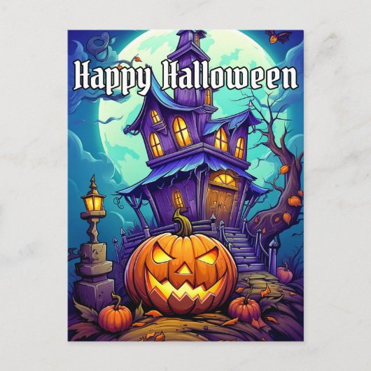 Happy Halloween Spooky Spuk House Postkarte (Vorderseite)
