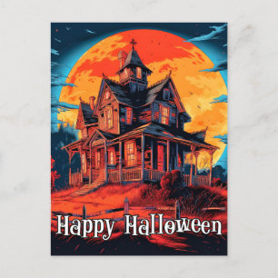 Happy Halloween   Spooky Spuk House Postkarte