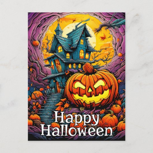 Happy Halloween | Spooky Spuk House Postkarte (Vorderseite)