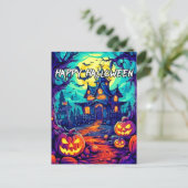 Happy Halloween Spooky Spuk House Postkarte (Stehend Vorderseite)