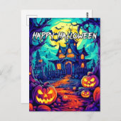 Happy Halloween Spooky Spuk House Postkarte (Vorne/Hinten)
