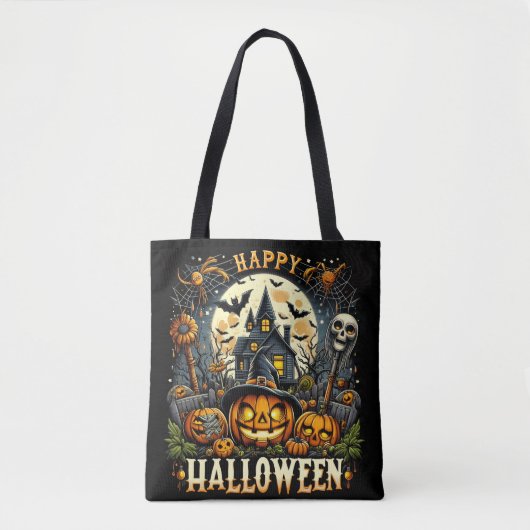 Happy Halloween Spooky Spuk House & Pumpkins Tasche (Vorderseite)
