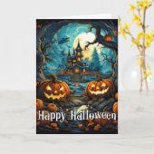 Happy Halloween | Spooky Spuk Mansion Karte (Gelbe Blume)
