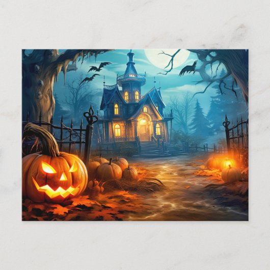 Happy Halloween Spooky Spuk Mansion Postkarte (Vorderseite)