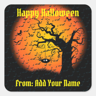 Happy Halloween Spooky Time Quadratischer Aufkleber