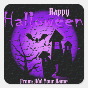 Happy Halloween Spooky Time Quadratischer Aufkleber