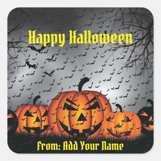 Happy Halloween Spooky Time Quadratischer Aufkleber (Vorderseite)