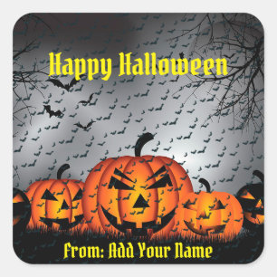 Happy Halloween Spooky Time Quadratischer Aufkleber