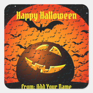 Happy Halloween Spooky Time Quadratischer Aufkleber