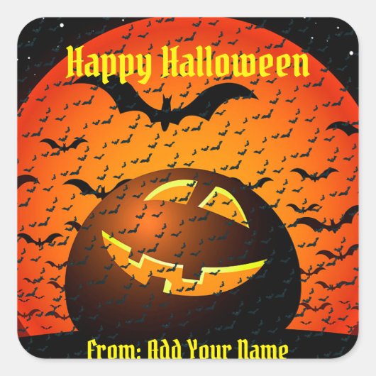 Happy Halloween Spooky Time Quadratischer Aufkleber (Vorderseite)