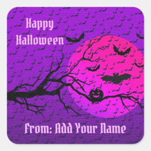 Happy Halloween Spooky Time Quadratischer Aufkleber