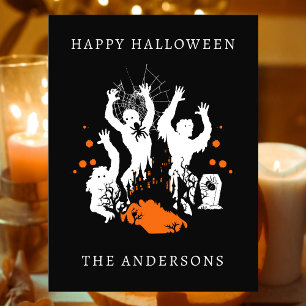 Happy Halloween Spooky Zombies Spider Personalisie Postkarte