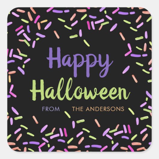 Happy Halloween Sprinkles Custom Quadratischer Aufkleber (Vorderseite)