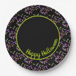 Happy Halloween Sprinkles Grün anpassbar Pappteller