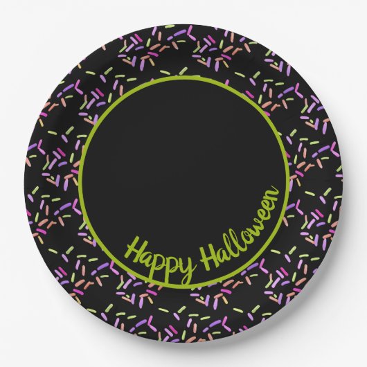 Happy Halloween Sprinkles Grün anpassbar Pappteller (Vorderseite)