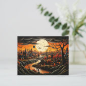 Happy Halloween | Spuk Dorf Postkarte (Stehend Vorderseite)